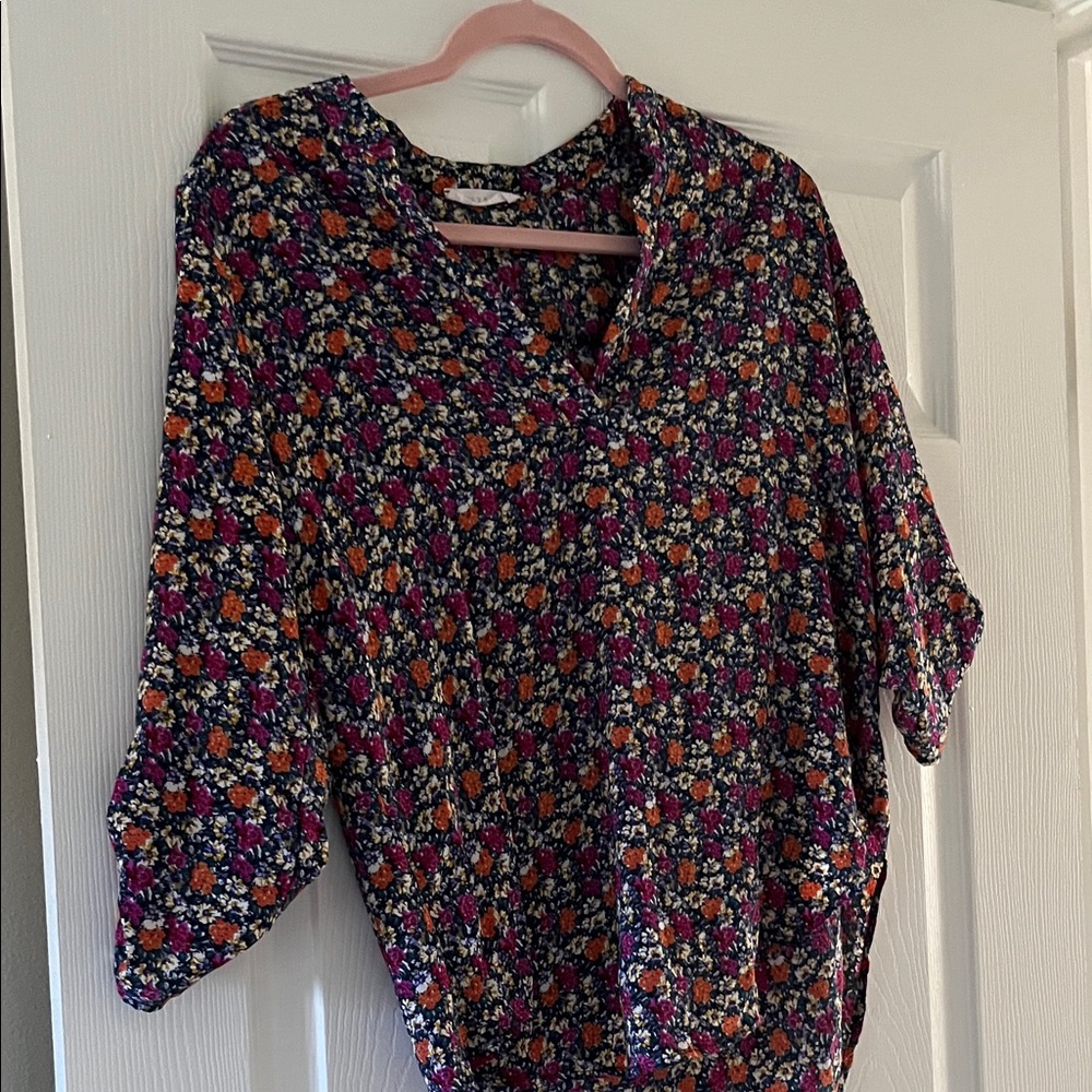Lush Floral Blouse - Purple, Orange, Red